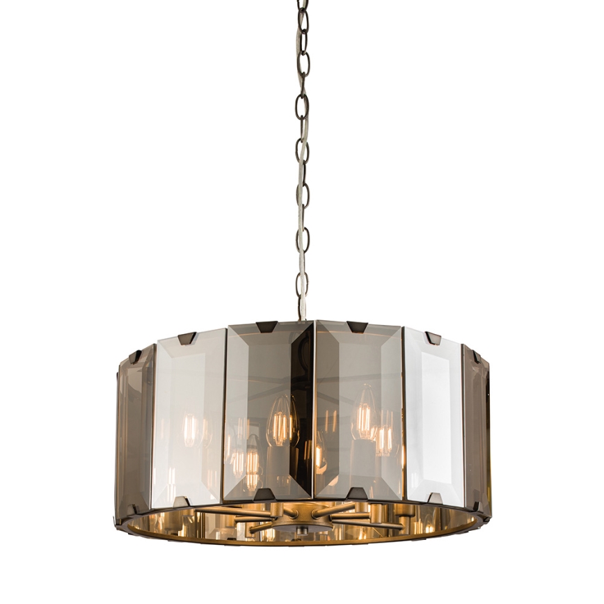 Endon 61294 - Hanglamp aan een ketting CLOONEY 8xE14/40W/230V zwart/gerookt