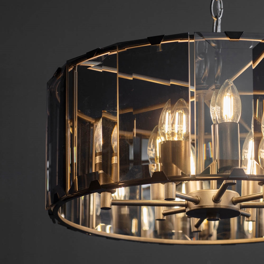 Endon 61294 - Hanglamp aan een ketting CLOONEY 8xE14/40W/230V zwart/gerookt