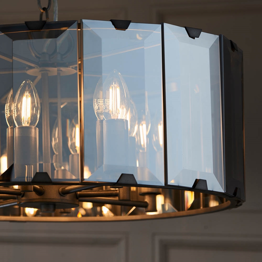 Endon 61294 - Hanglamp aan een ketting CLOONEY 8xE14/40W/230V zwart/gerookt