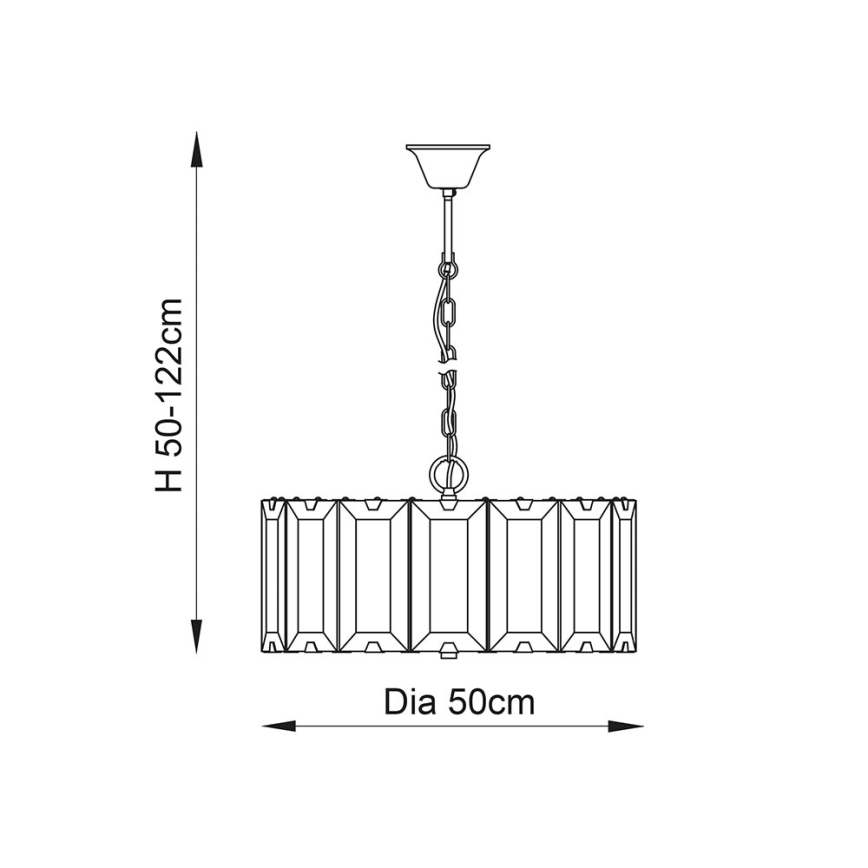 Endon 61294 - Hanglamp aan een ketting CLOONEY 8xE14/40W/230V zwart/gerookt
