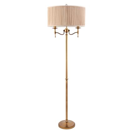 Endon 63620 - Vloerlamp STANFORD 2xE14/40W/230V messing/beige