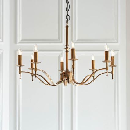 Endon 63629 - Kroonluchter aan ketting STANFORD 8xE14/40W/230V messing/beige