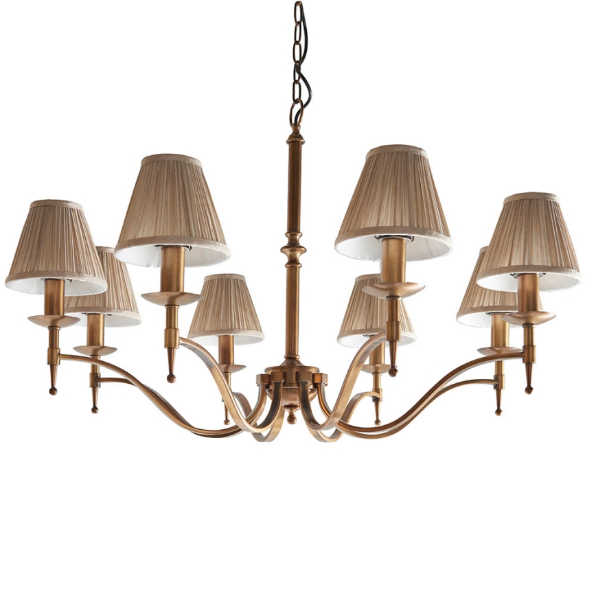 Endon 63629 - Kroonluchter aan ketting STANFORD 8xE14/40W/230V messing/beige