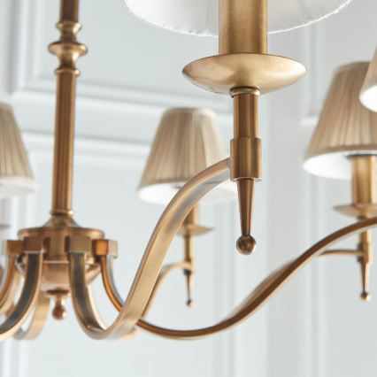 Endon 63629 - Kroonluchter aan ketting STANFORD 8xE14/40W/230V messing/beige