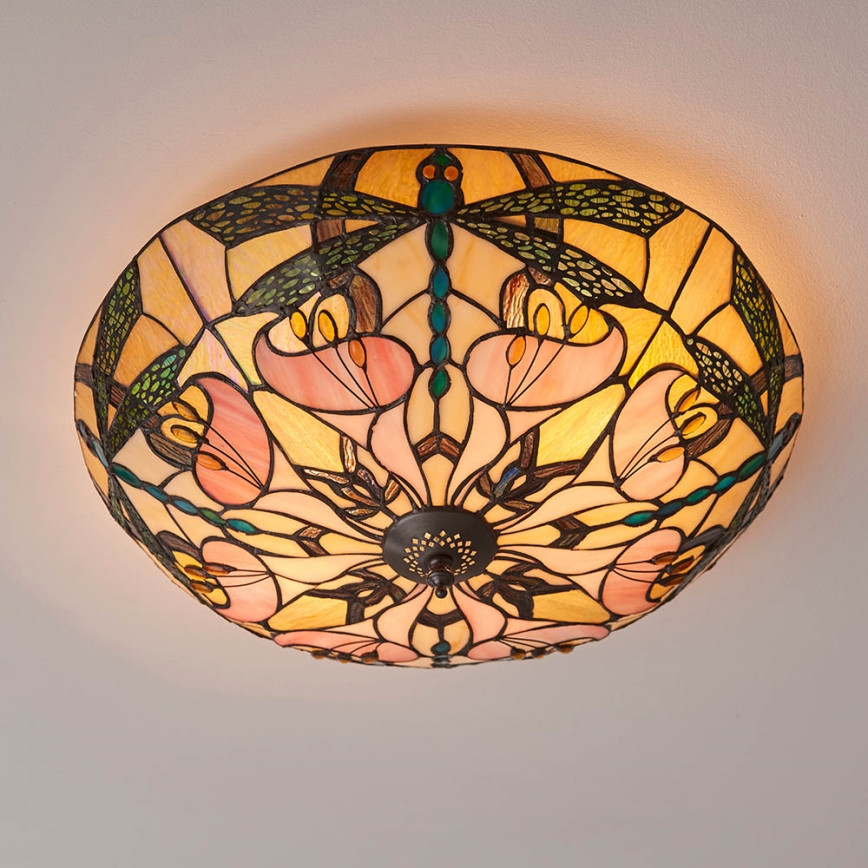 Endon 63922 - Tiffany-plafondlamp ASHTON, 2x E27 (max. 60 W), 230 V, Ø 45 cm
