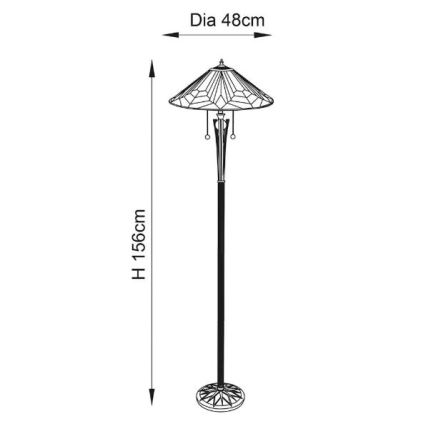 Endon 63934 - Lampadaire Tiffany ASTORIA 2xE27/60W/230V Ø 48 cm