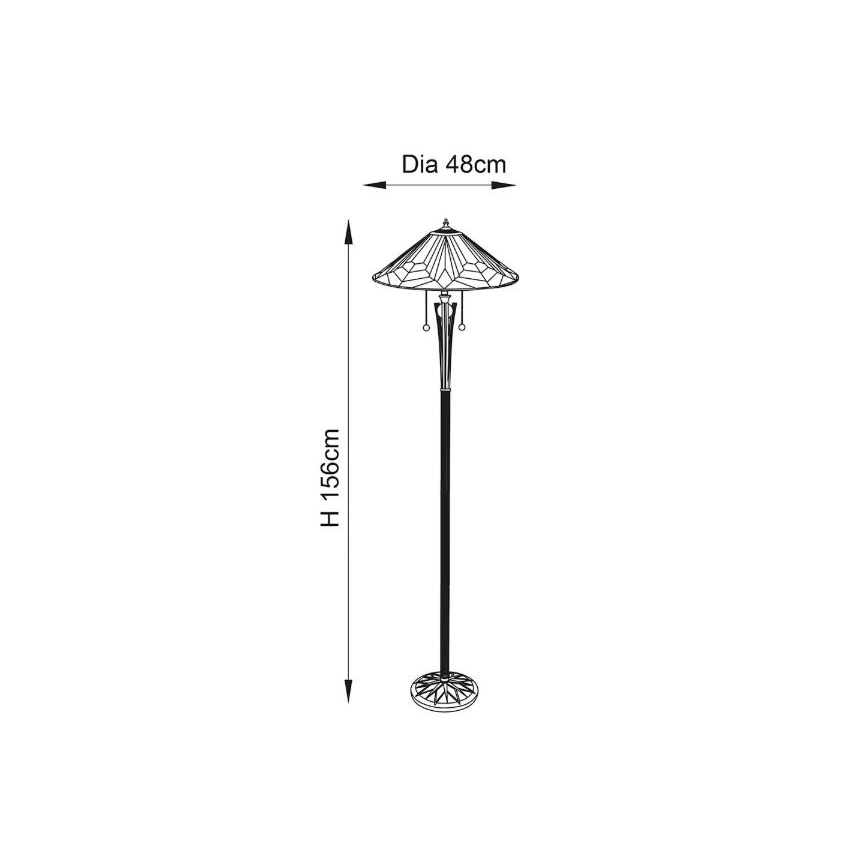 Endon 63934 - Lampadaire Tiffany ASTORIA 2xE27/60W/230V Ø 48 cm