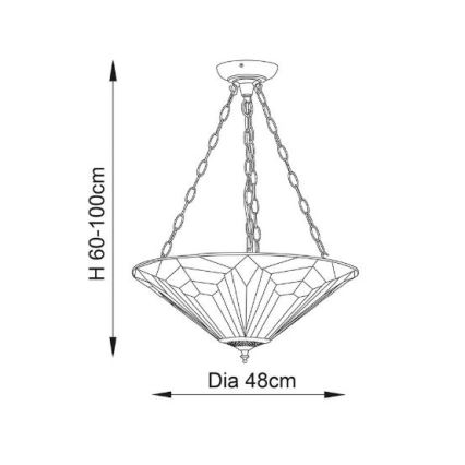 Endon 63936 - Kroonluchter aan ketting Tiffany ASTORIA 3xE27/60W/230V, Ø 48 cm