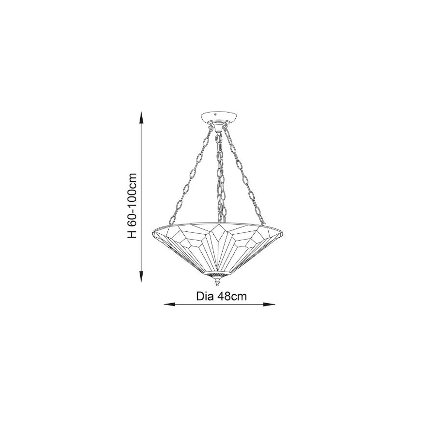 Endon 63936 - Kroonluchter aan ketting Tiffany ASTORIA 3xE27/60W/230V, Ø 48 cm