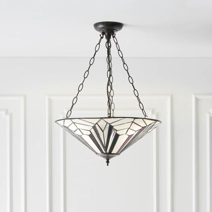 Endon 63936 - Lustre Tiffany ASTORIA suspendu par chaîne, 3xE27/60W/230V, Ø 48 cm