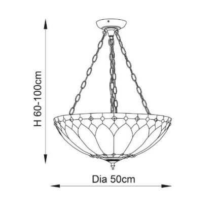Endon 63976 - Kroonluchter aan ketting BROOKLYN 3xE27/60W/230V Ø 50 cm