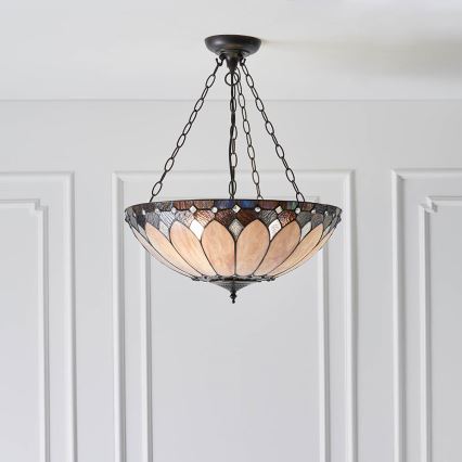Endon 63976 - Lustre sur chaîne Tiffany BROOKLYN 3xE27/60W/230V Ø 50 cm