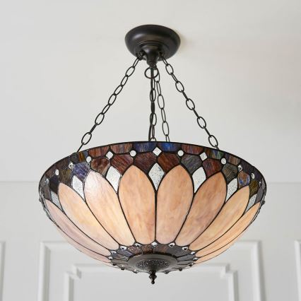 Endon 63976 - Lustre sur chaîne Tiffany BROOKLYN 3xE27/60W/230V Ø 50 cm