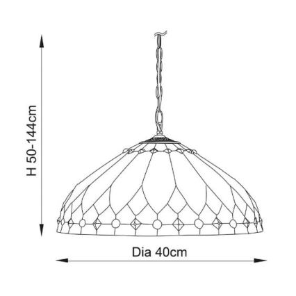 Endon 63977 - Tiffany-kroonluchter BROOKLYN aan ketting 1xE27/60W/230V Ø 40 cm