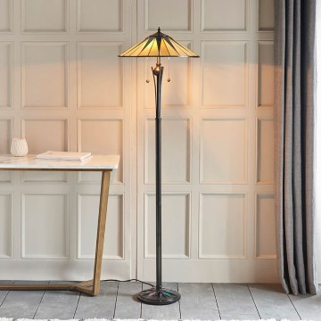 Endon 64041 - Vloerlamp Tiffany DARK STAR 2xE27/60W/230V Ø 49 cm