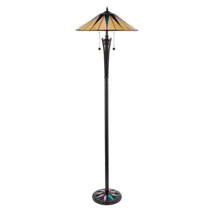 Endon 64041 - Vloerlamp Tiffany DARK STAR 2xE27/60W/230V Ø 49 cm