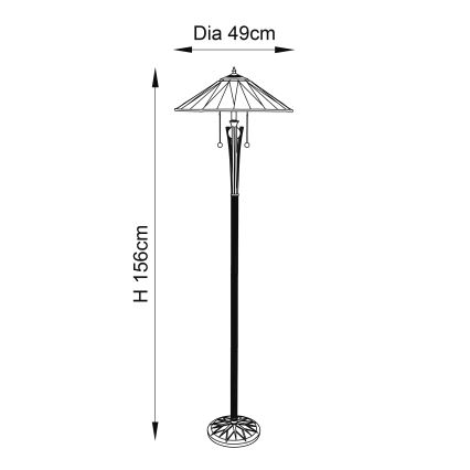 Endon 64041 - Vloerlamp Tiffany DARK STAR 2xE27/60W/230V Ø 49 cm