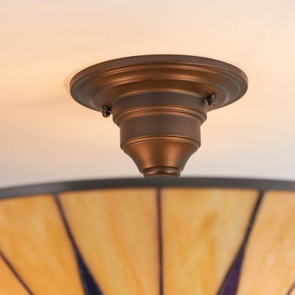 Endon 64043 - Plafonnier Tiffany DARK STAR à montage en surface 3xE27/60W/230V Ø 49 cm