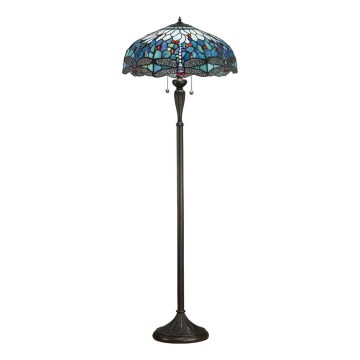 Endon 64069 - Vloerlamp Tiffany DRAGONFLY 2xE27/60W/230V Ø 50 cm