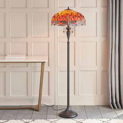 Endon 64070 - Tiffany vloerlamp DRAGONFLY 2xE27/60W/230V Ø 50 cm