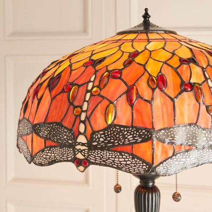 Endon 64070 - Tiffany vloerlamp DRAGONFLY 2xE27/60W/230V Ø 50 cm