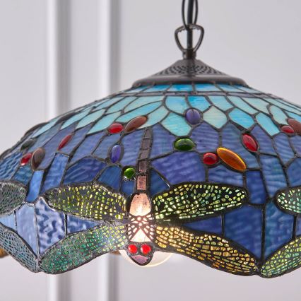 Endon 64080 - Kroonluchter aan ketting Tiffany DRAGONFLY 3xE27/60W/230V Ø 41 cm