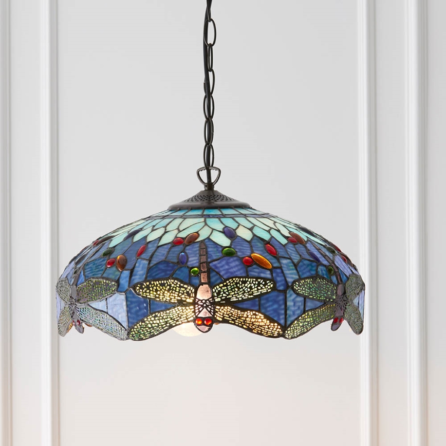 Endon 64080 - Lustre sur chaîne Tiffany DRAGONFLY 3xE27/60W/230V Ø 41 cm