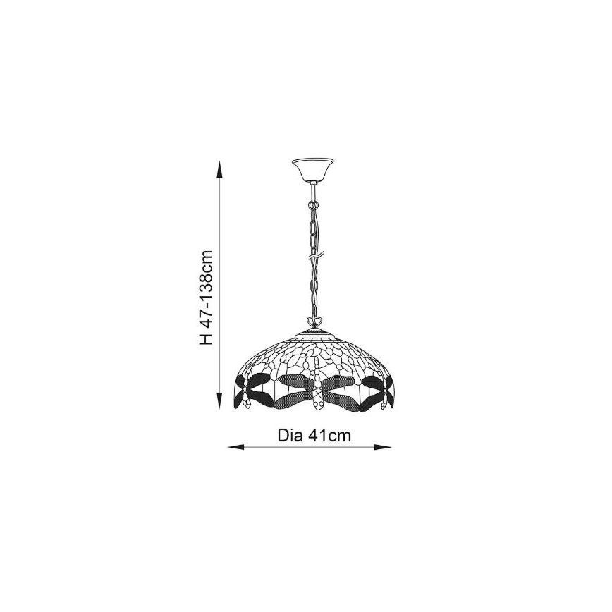 Endon 64080 - Lustre sur chaîne Tiffany DRAGONFLY 3xE27/60W/230V Ø 41 cm