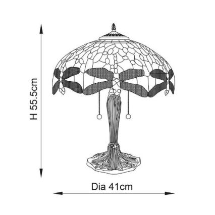 Endon 64085 - Tafellamp Tiffany DRAGONFLY 2xE27/60W/230V Ø 41 cm