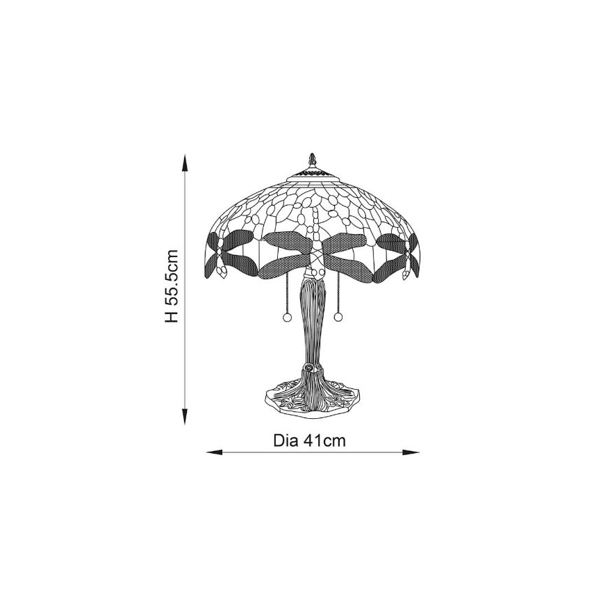 Endon 64085 - Tafellamp Tiffany DRAGONFLY 2xE27/60W/230V Ø 41 cm