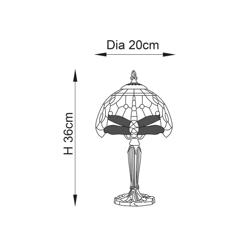 Endon 64088 - Tafellamp Tiffany DRAGONFLY 1xE14/7W/230V Ø 20 cm