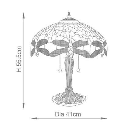 Endon 64089 - Lampe de table Tiffany DRAGONFLY 2xE27/60W/230V Ø 41 cm