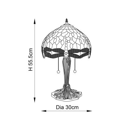 Endon 64090 - Lampe de table Tiffany DRAGONFLY 2xE27/60W/230V Ø 30 cm