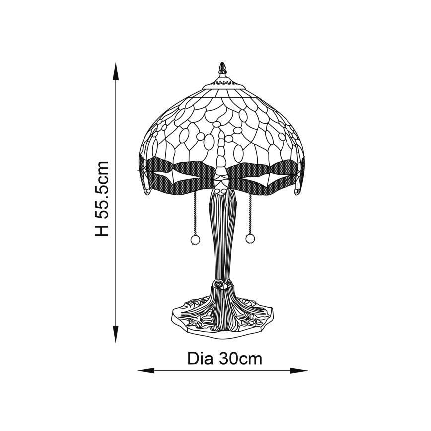 Endon 64090 - Lampe de table Tiffany DRAGONFLY 2xE27/60W/230V Ø 30 cm