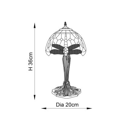 Endon 64091 - Lampe de table Tiffany DRAGONFLY 1xE14/40W/230V Ø 20 cm