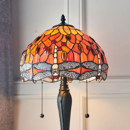 Endon 64092 - Lampe de table Tiffany DRAGONFLY 2xE27/60W/230V Ø 30 cm