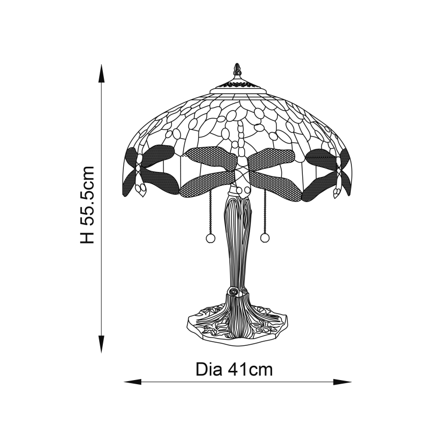 Endon 64093 - Lampe de table Tiffany DRAGONFLY 2x E27/60W/230V Ø 41 cm