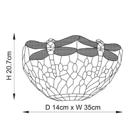 Endon 64102 - Applique murale Tiffany DRAGONFLY 1xE14/40W/230V