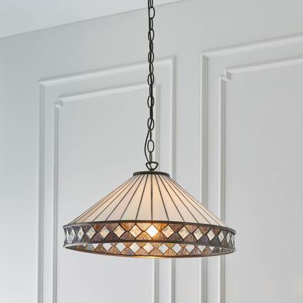 Endon 64147 - Lustre Tiffany sur chaîne FARGO 1xE27/60W/230V Ø 50 cm