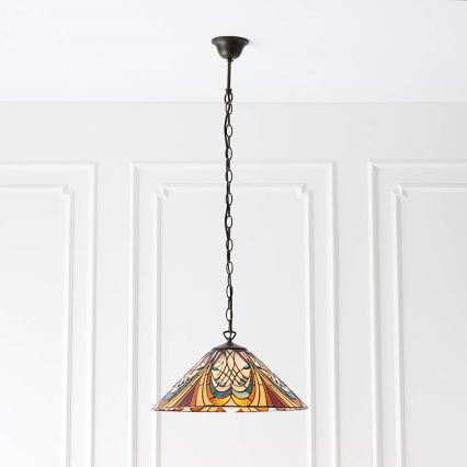 Endon 64162 - Kroonluchter met ketting Tiffany HECTOR 1xE27/60W/230V Ø 40 cm