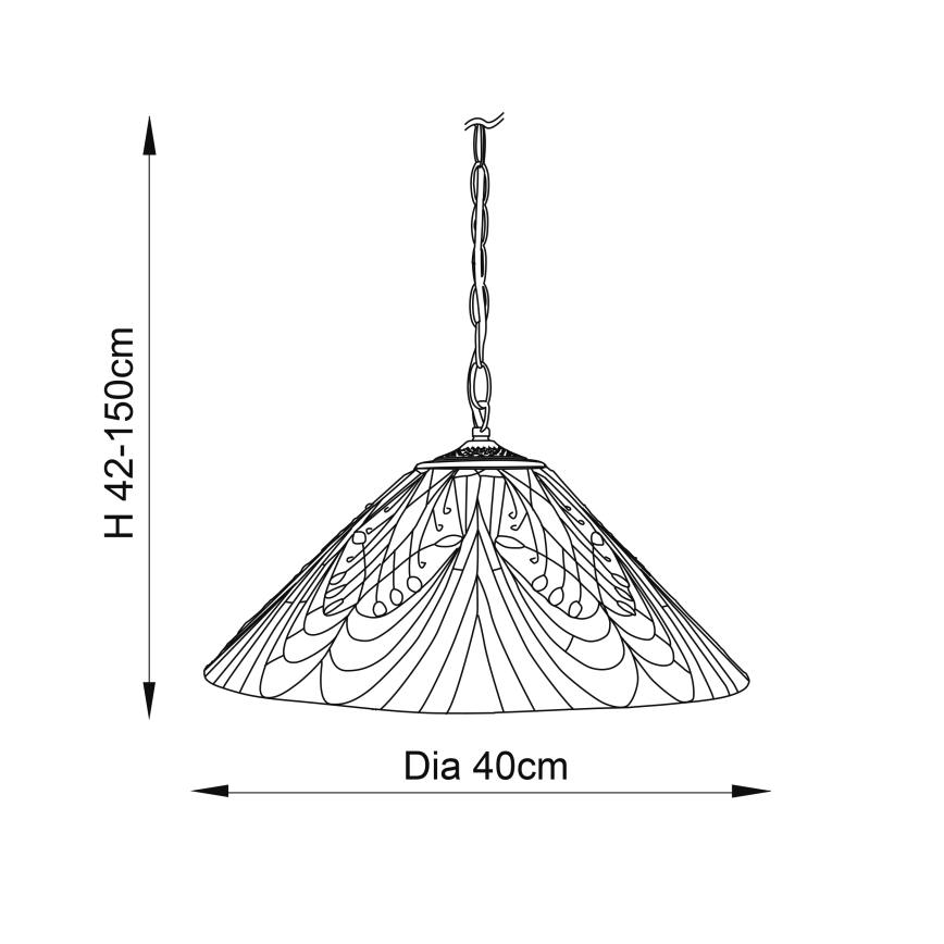 Endon 64162 - Suspension chaîne HECTOR 1xE27/60W/230V d. 40 cm