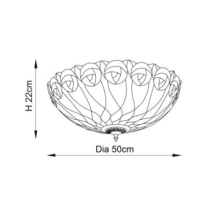 Endon 64173 - Plafonnier Tiffany HUTCHINSON 2xE27/60W/230V Ø 50 cm