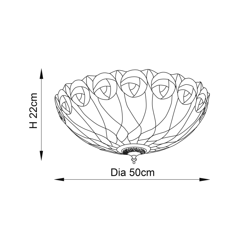 Endon 64173 - Tiffany-plafondlamp HUTCHINSON 2xE27/60W/230V Ø 50 cm