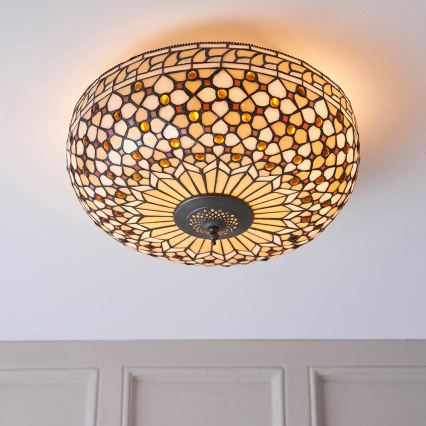 Endon 64276 - Plafonnier Tiffany MILLE FEUX 2xE27/60W/230V Ø 45 cm