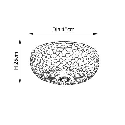 Endon 64276 - Plafonnier Tiffany MILLE FEUX 2xE27/60W/230V Ø 45 cm