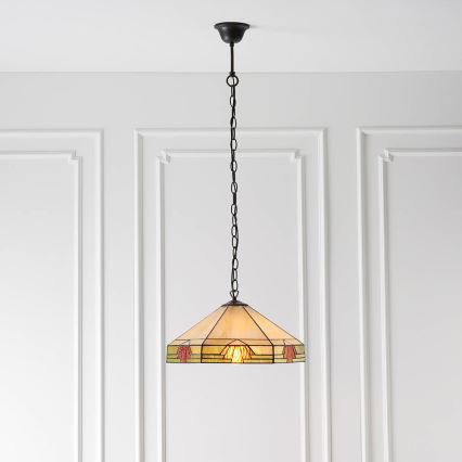 Endon 64285 - Hanglamp met ketting Tiffany NEVADA 1xE27/60W/230V Ø 35 cm