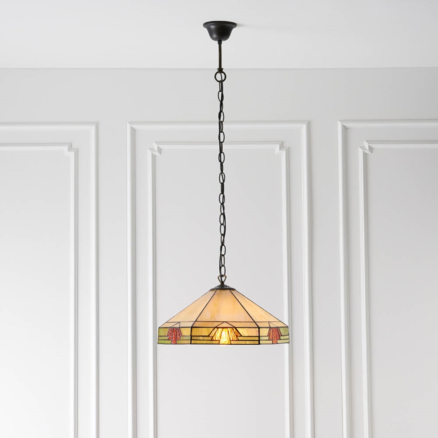 Endon 64285 - Hanglamp met ketting Tiffany NEVADA 1xE27/60W/230V Ø 35 cm