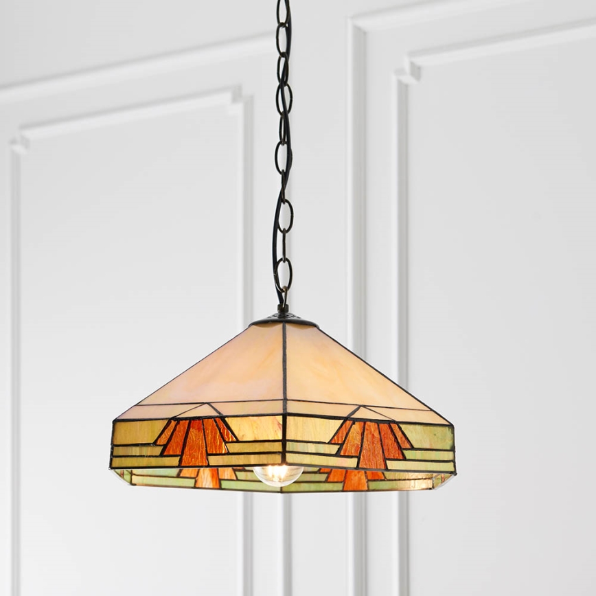 Endon 64285 - Hanglamp met ketting Tiffany NEVADA 1xE27/60W/230V Ø 35 cm