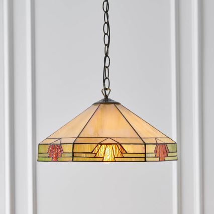 Endon 64285 - Hanglamp met ketting Tiffany NEVADA 1xE27/60W/230V Ø 35 cm
