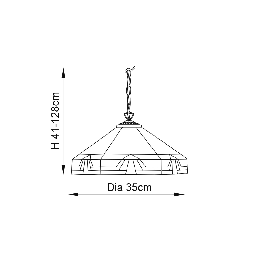 Endon 64285 - Suspension à chaîne Tiffany NEVADA 1xE27/60W/230V, Ø 35 cm